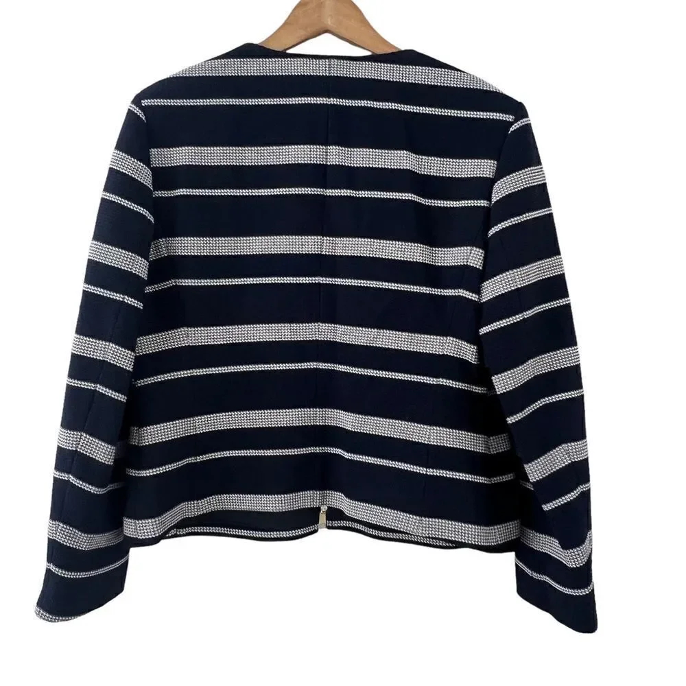 Boss Hugo Boss Navy White Striped Zippered Jacket